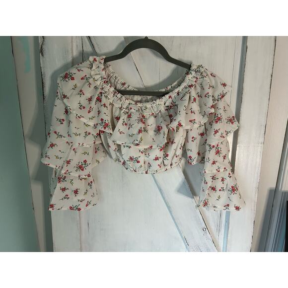 Collective The Label Bardot Rose Floral Flamenco Crop - Picture 3 of 12